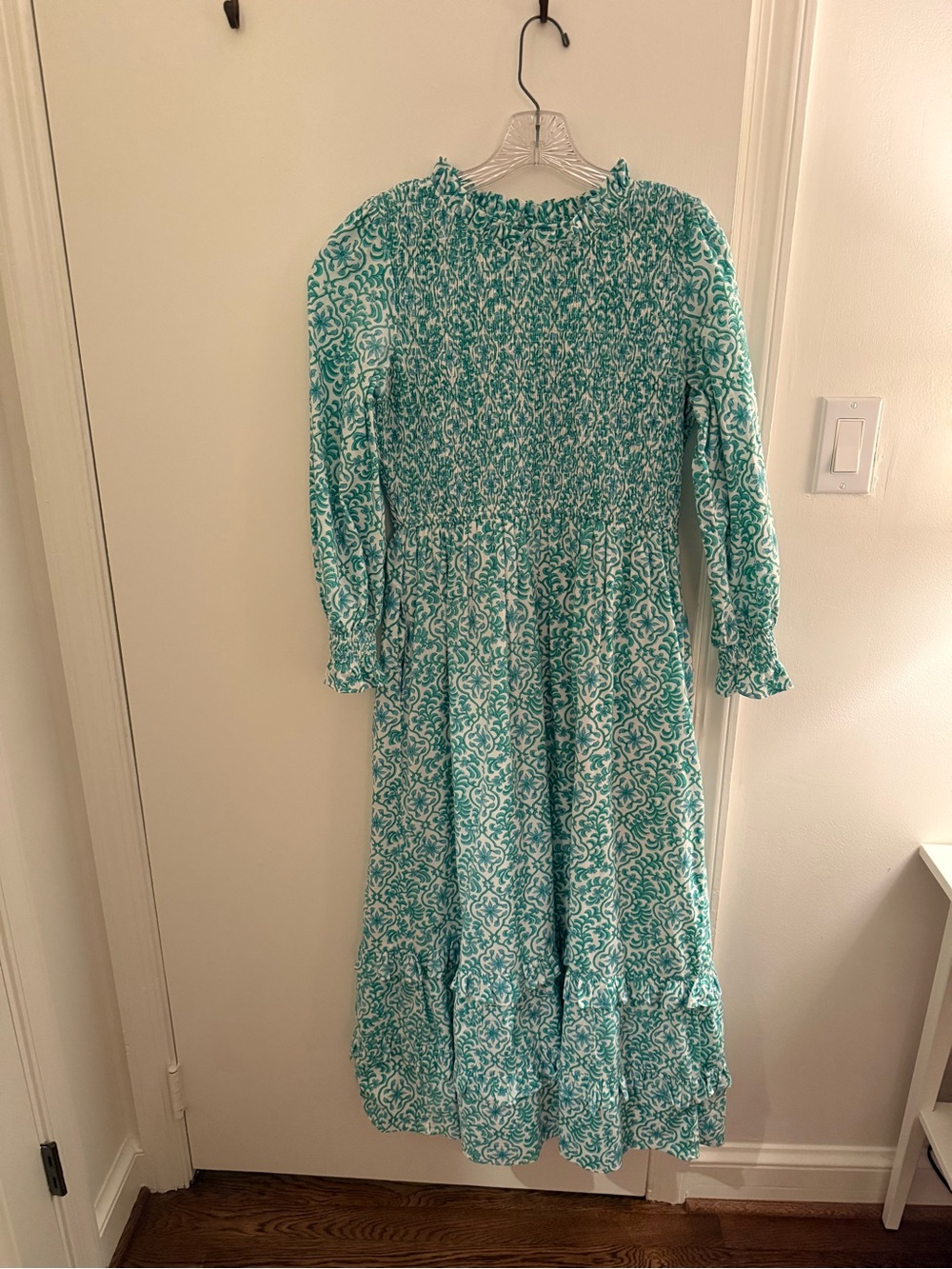 Pink City Prints | Blue and Green Smocked Dress